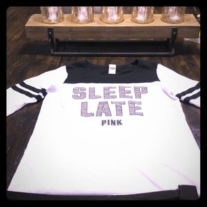 VS PINK ‘Sleep Late’ Black & White Nightgown - XS